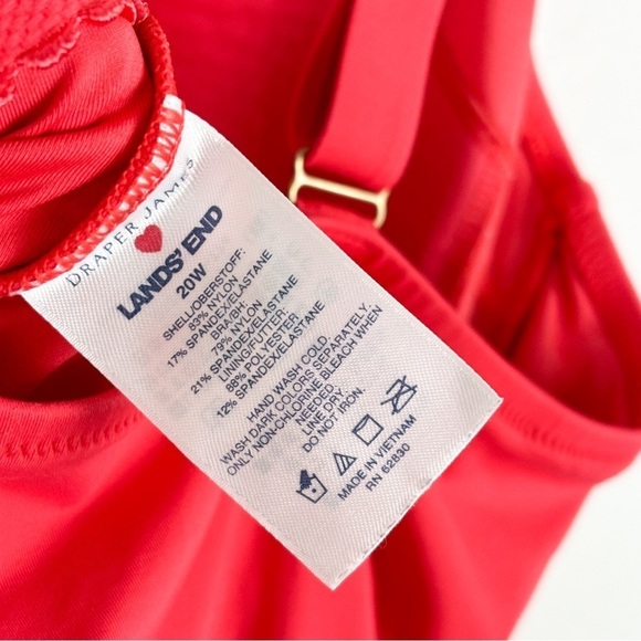 Draper James X Lands End Red Ruffle Neck One Piece Swimsuit Sz 20W - Picture 8 of 8
